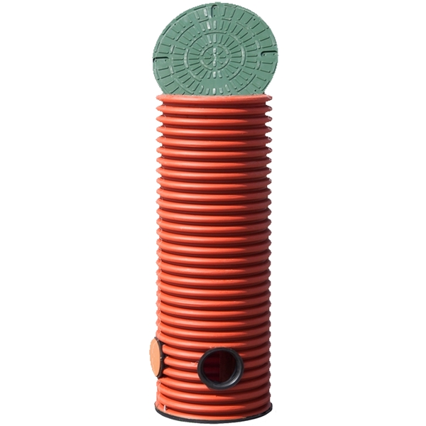 Колодец дренажный смотровой в сборе Агросток 368/315х1000 мм с тремя манжетами 110 мм, дном и люком 45247